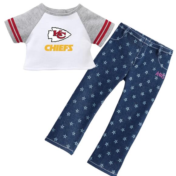 American Girl Doll NFL Kansas City CHIEFS TEE + STAR JEGGINGS Football Outfit! - Picture 12 of 13